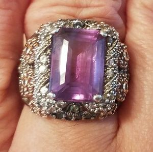 Genuine Amethyst& Multi Gemstone Ring